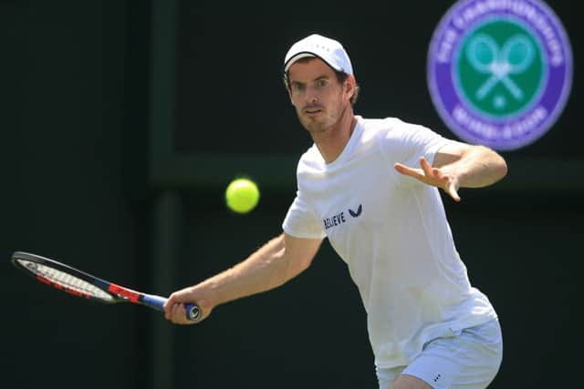 Andy Murray practises at Wimbledon. Picture Adam Davy/PA Wire