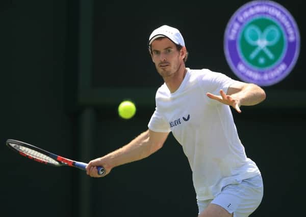 Andy Murray practises at Wimbledon. Picture Adam Davy/PA Wire