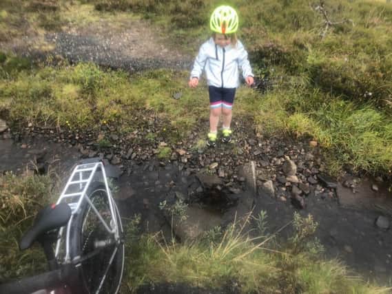 The national cycle path turns to mud near Dalguise. Pic: Tom Jones/@FamilyByCycle.
