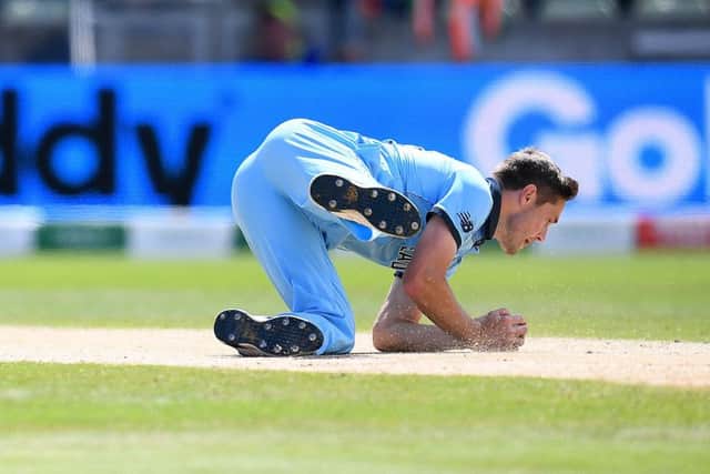 Chris Woakes dismisses KL Rahul of India, caught and bowled, during Englands victory at Edgbaston. Picture: Getty.