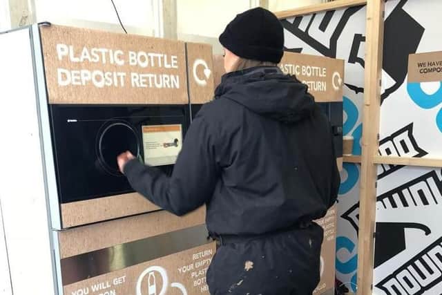 RVMs will operate in recycling rooms in the Co-op pop-up store at the festival. Picture: contributed.
