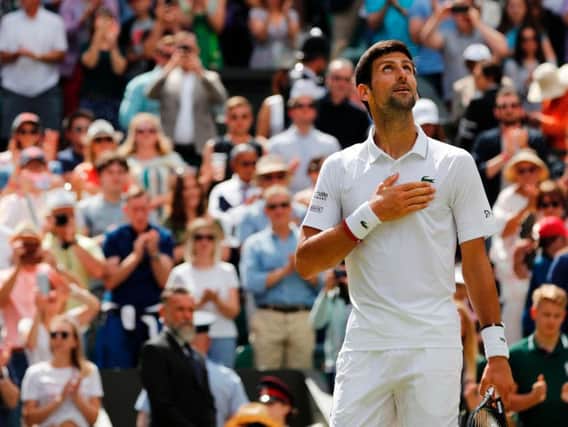 Novak Djokovic celebrates after beating Philipp Kohlschreiber