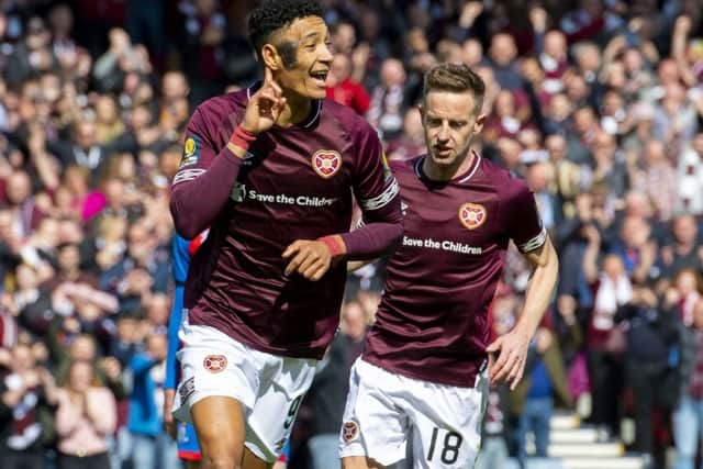 Sean Clare, left, was on target in Hearts victory, as was striker Steven MacLean. Picture: SNS.