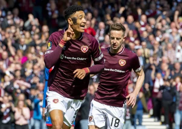 Sean Clare, left, was on target in Hearts victory, as was striker Steven MacLean. Picture: SNS.