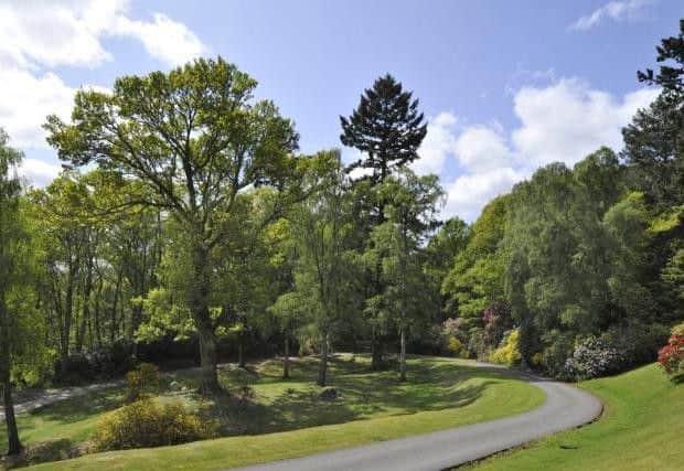 The property has a sweeping driveway/path within the large garden