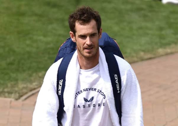 Andy Murray arrives for a practice session at Wimbledon. Picture: Philip Toscano/PA Wire