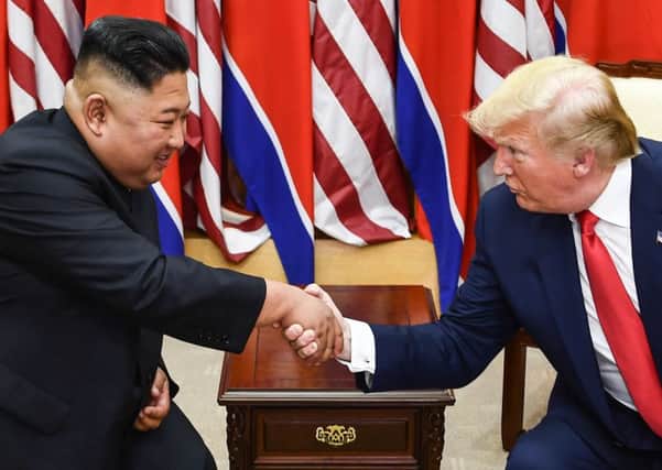 Kim Jong Un and Donald Trump met last Sunday at the border. Picture: Getty