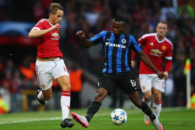 Boli Bolingoli-Mbombo playing against Manchester United while with former side Club Brugge.