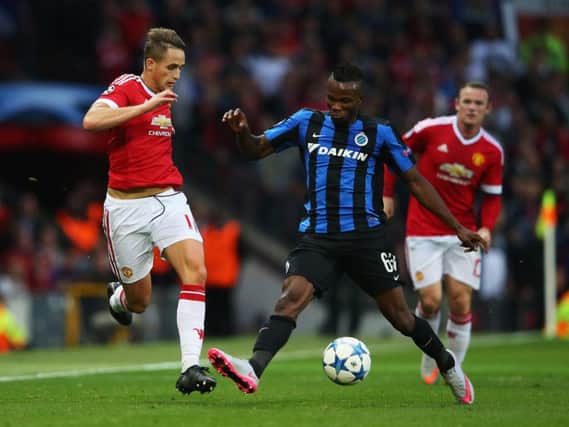 Boli Bolingoli-Mbombo playing against Manchester United while with former side Club Brugge.