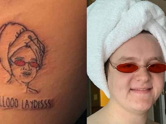 Lewis Capaldi has been immortalised in the form of a tattoo on this super fans side (Left photo: Milly Moore/Immy at Tattoo Topia | Right photo: Lewis Capaldi)