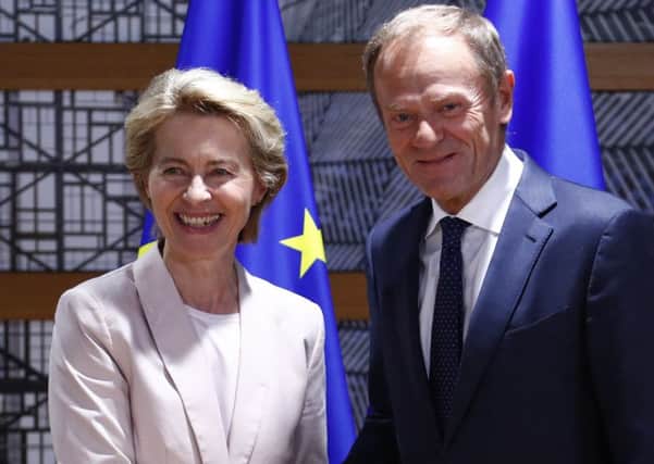 Germany's Ursula von der Leyen with European Council President Donald Tusk. Picture: AP