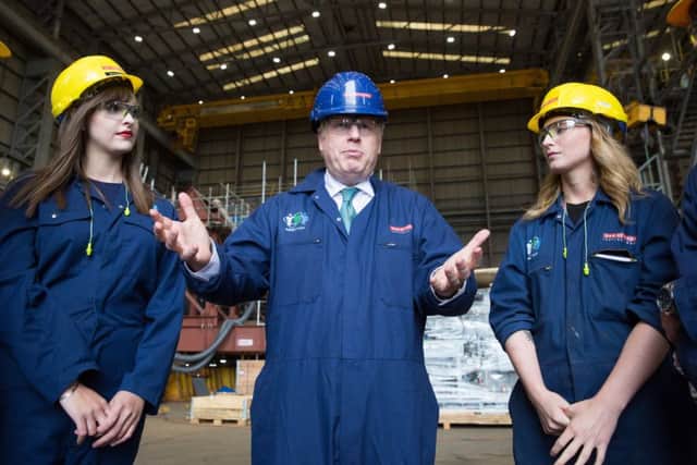 Conservative party leadership candidate Boris Johnson during a visit to BAE System in Govan. Picture: PA