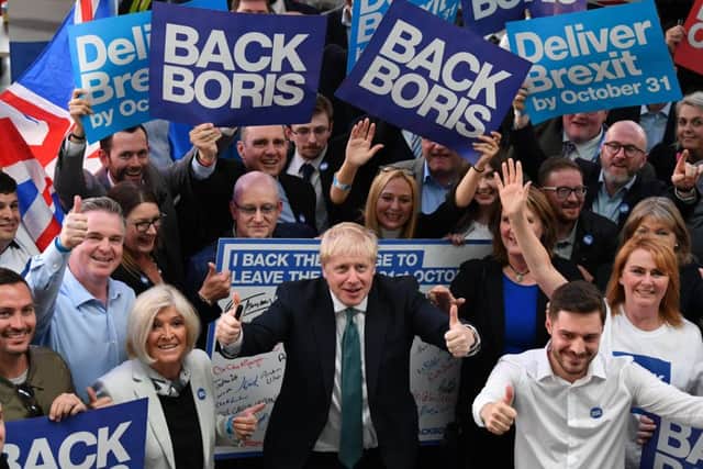 Conservative leadership candidate Boris Johnson greets supporters ahead of the Scottish Hustings in Perth