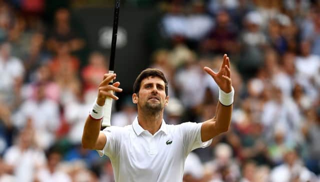 Novak Djokovic reacts after defeating Hubert Hurkacz. Picture: Victoria Jones/PA Wire