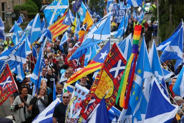 Pro-independence marchers in Glasgow. Picture: John Devlin
