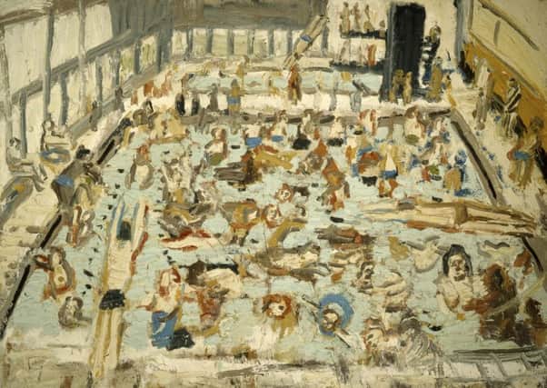 A painting of a London swimming pool by Leon Kossoff, supplied by Annely Juda Fine Art