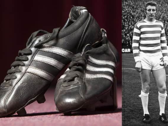 The boots which Tommy (right) wore in the 1967 European Cup final are up for auction.