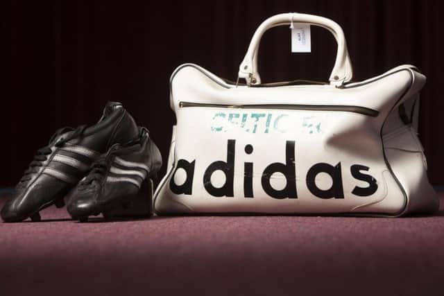 The boots and Bertie Auld's Adidas holdall.