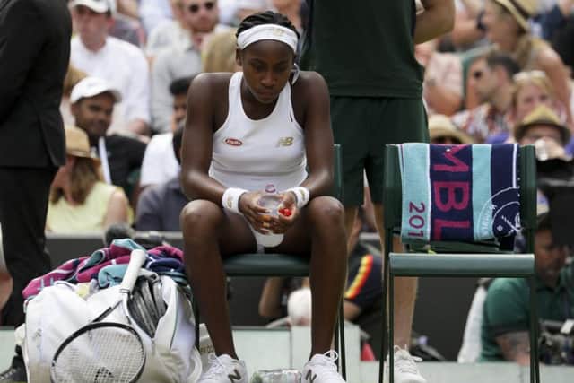 A dejected Cori "Coco" Gauff after losing to Simona Halep. Picture: Kirsty Wigglesworth/AP