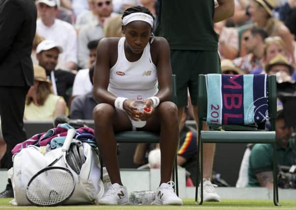 A dejected Cori "Coco" Gauff after losing to Simona Halep. Picture: Kirsty Wigglesworth/AP