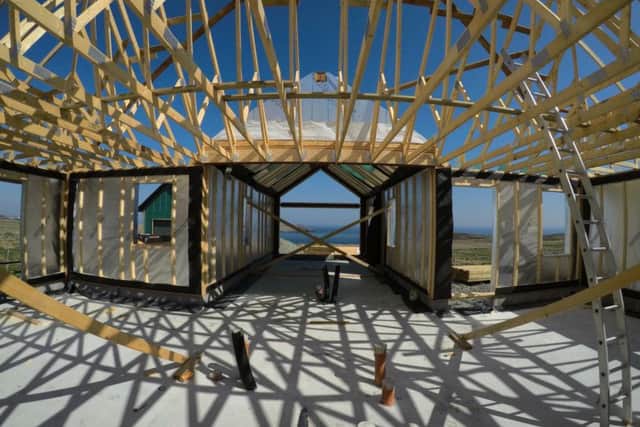 A timber frame construction on the Isle of Lewis. Scotland leads the way in this construction model, used by 83 per cent of new Scottish homes, says Thomson. Picture: Contributed