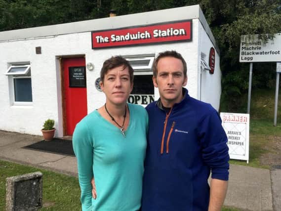 John and Lizanne Malpas, who wed in 2006, have run the popular Sandwich Station at Lochranza on the Isle of Arran since 2017.Picture: SWNS