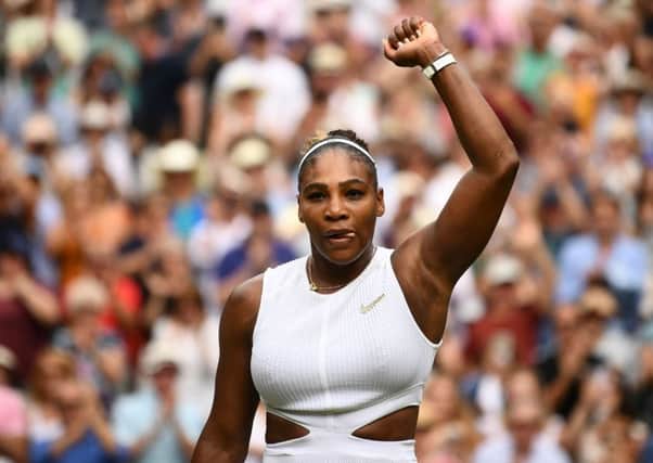 Serena Williams celebrates beating Alison Riske. Picture: Daniel Leal-Olivas/AFP/Getty
