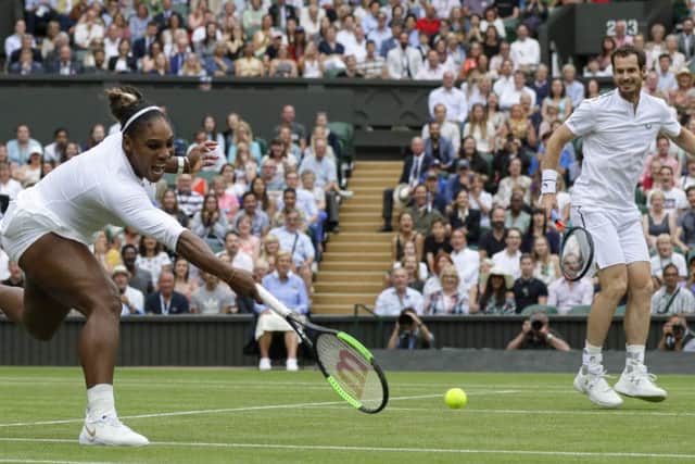 Serena Williams and Andy Murray on their way to victory over Fabrice Martin and Raquel Atawo.