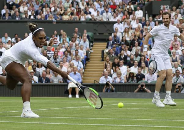 Serena Williams and Andy Murray on their way to victory over Fabrice Martin and Raquel Atawo.