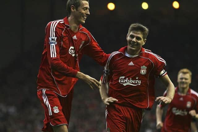 Peter Crouch and Steven Gerrard during their days together at Liverpool.