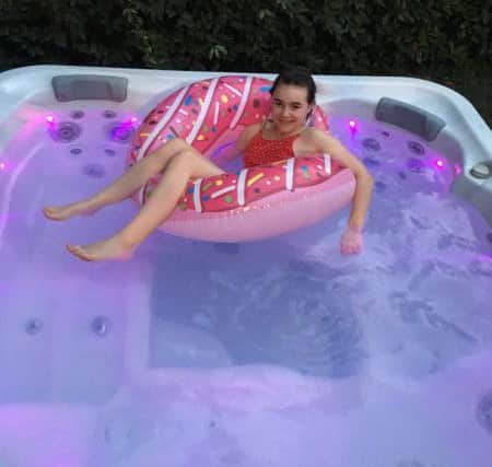 Hope Hoyle in the hot tub at Camping Mayotte Vacances Picture: Kirsty Hoyle