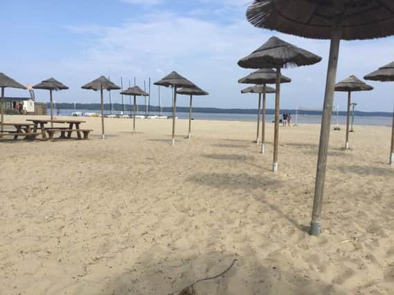 Lakeside umbrellas at the campsite. Picture: Kirsty Hoyle