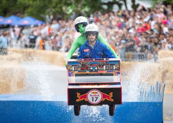A competitor takes part in the Red Bull Soapbox Race in Alexandra Park, London. Picture: PA