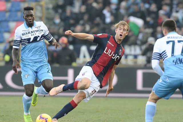 Filip Helander in action for Bologna against Lazio