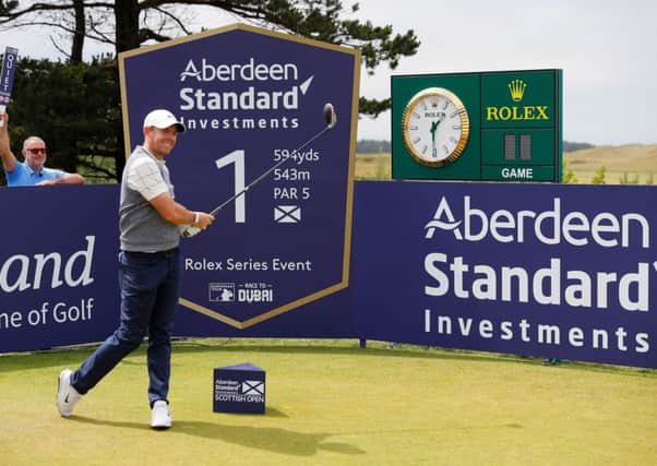 Rory McIlroy tees off at the first during the pro-am before the Aberdeen Standard Investments Scottish Open. Picture: Kevin C Cox/Getty