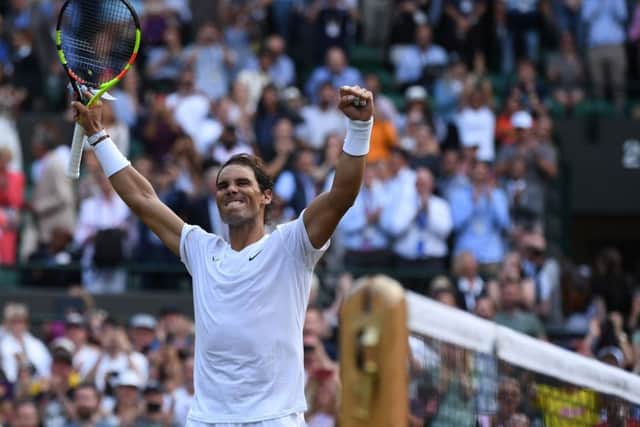 Rafa Nadal celebrates his victory over Sam Querrey. Picture: Ben Stansall/AFP/Getty