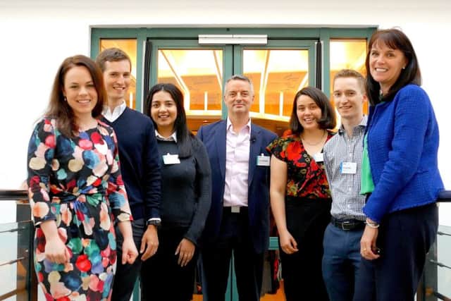 From left: Kate Forbes MSP; James Holt of NewDay; and Anjali Mahey, Anton Ruddenklau, Elise Bailey, Thomas Nash, and Catherine Burnet of KPMG UK. Picture: Contributed