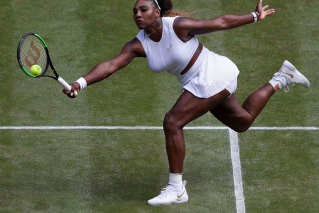 Serena Williams in action against Barbora Strycova. Picture: Alastair Grant/AFP