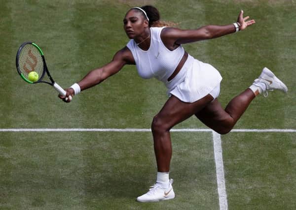Serena Williams in action against Barbora Strycova. Picture: Alastair Grant/AFP