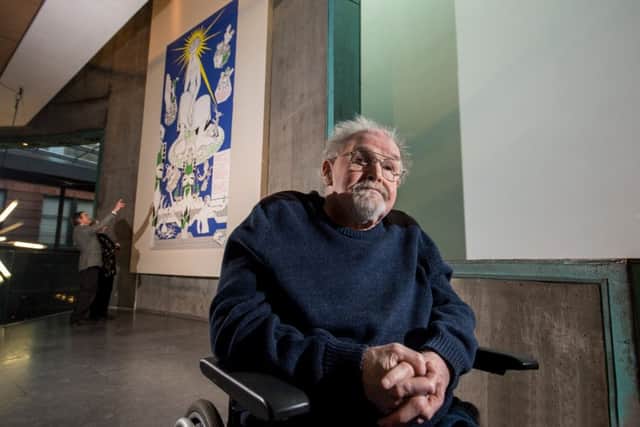 Alasdair Gray, pictured here in front of one his artworks at Glasgow's Lighthouse gallery, has long been a vocal supporter of Scottish independence. Picture: John Devlin