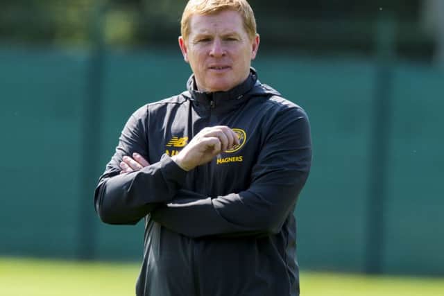 Celtic manager Neil Lennon supervises training at Lennoxtown. Picture: Alan Harvey/SNS