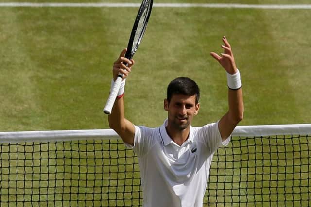 Novak Djokovic celebrates his semi-final victory. Picture: Tim Ireland/AFP/Getty Images