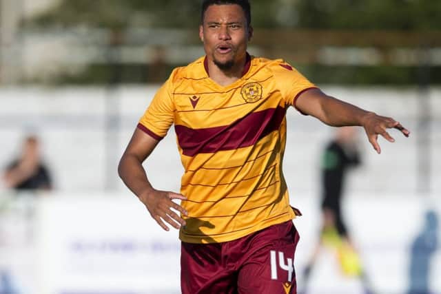 Jermaine Hylton played a key role in Motherwell's 3-0 win over Queen of the South at Palmerston Park. Picture: SNS Group