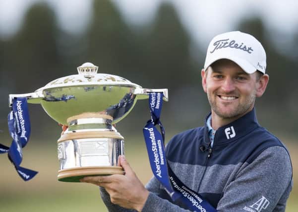 Austria's Bernd Wiesberger celebrates winning the Scottish Open title. Picture: Bruce White/SNS
