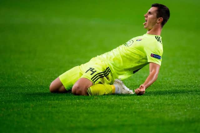 Amer Gojak celebrates a goal for Dinamo Zagreb