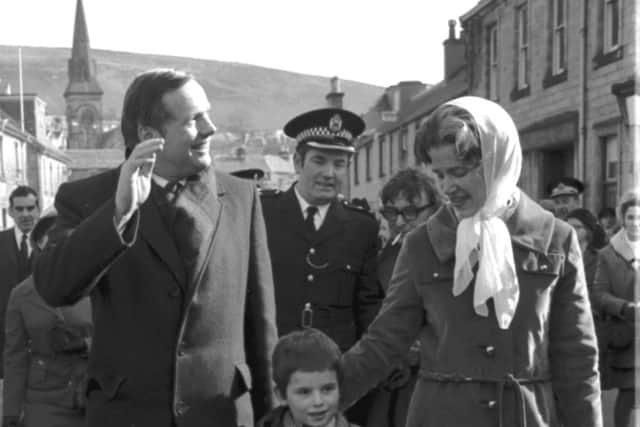 Apollo 11 astronaut Neil Armstrong receives the Freedom of the Burgh at Langholm in March 1972. Picture: Allan Milligan/TSPL