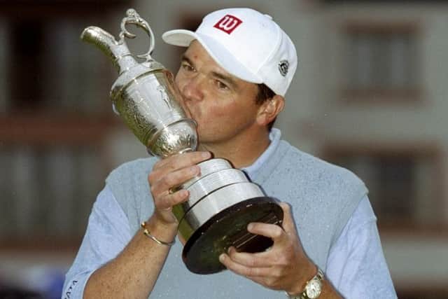 Paul Lawrie kisses the Claret Jug after winning the Open at Carnoustie 20 years ago