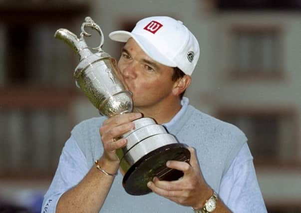 Paul Lawrie  kisses the Claret Jug after winning the Open at Carnoustie 20 years ago