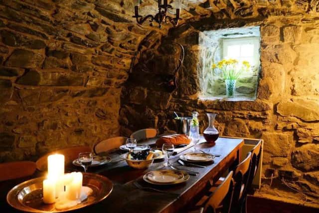 Enjoy dinner in the atmospheric dining room.