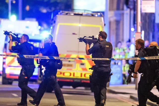 Armed police responded to the attacks near London Bridge.